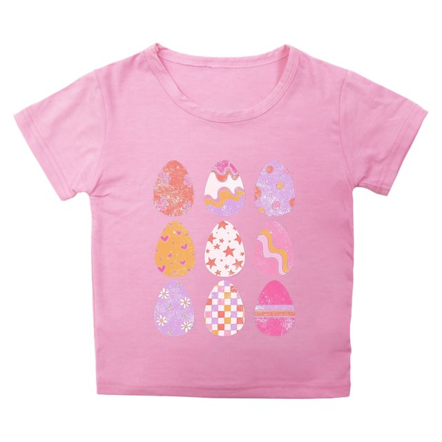 Hauts d'Été pour Garçons Tout-Petits T-Shirts Imprimé de Pâques Col Rond Pétale Manches Courtes Décontracté Pull T-Shirt Quotidien Printemps pour Enfant 4-5T