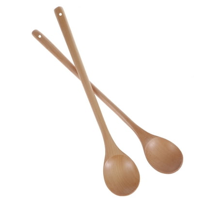 

NUOLUX 2pcs Long Handle Wooden Stirring Spoons Jam Spoon Kitchen Cooking Utensils