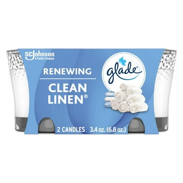Glade Candle, Infused with Essential Oils, Clean Linen, 2 Count
