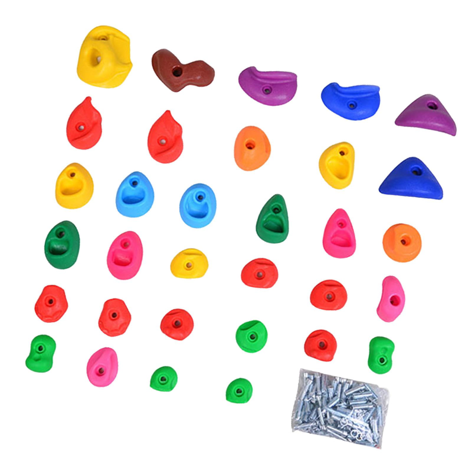 koolsoo Rock Climbing Holds,Kids Toys Wall Climbing Stones,Multi Size,Rock Wall Climbing Kit Playset for Outdoor Climbing Tree House 32 piece set