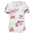 thumbnail image 6 of Babysbule Women's V-Neck Short Sleeve Blouse Casual Floral Print Fold Detail Soft Polyester Tops for Spring Summer Daily Wear, 6 of 6