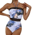 thumbnail image 1 of Gibobby Trajes de Baño Mujer Completos Traje de baño de playa con estampado de correas elásticas en la cintura sin tirantes y cuello halter para mujer(Blanco,CH), 1 of 5