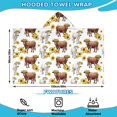 thumbnail image 2 of Highland Cow Sunflower Cow Pattern Hooded Bath Towel，60"x35" for Ages 3 To 12 Kids, Quick Dry Lightweight Soft Microfiber Hood Beach Towel Cover Up for Kids, 2 of 7