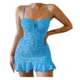 thumbnail image 1 of Ruimatai Robe Courte à Bretelles Spaghetti à Fleurs pour Femme, Été, Décontractée, Coupe en Chiffon, Sans Manches, Col en V, Robe de Plage pour Fête, 1 of 8