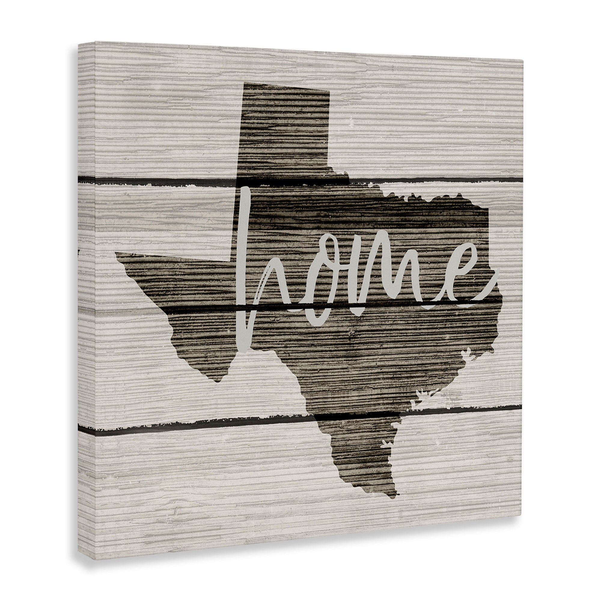 Texas Home Typography Map Typography Gallery-Wrapped Canvas Print Wall Art, 17x17