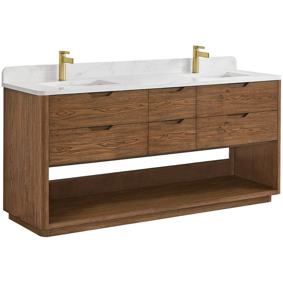 Miseno Mv-Harb72-Gw Harbin 72" Free Standing Double Basin Vanity Set - Oak Weathered Brown