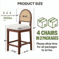 thumbnail image 2 of MOONMISS 26" Rattan Bar Stools Set of 4, Farmhouse Chenille Upholstered Counter Height Stools with Cane Woven Back for Kitchen Island, Walnut Brown, 2 of 6