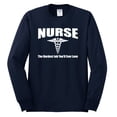thumbnail image 2 of Nurse the Hardest Job You'll Ever Love | Mens Pop Culture Long Sleeve T-Shirt, Navy, Small, 2 of 3