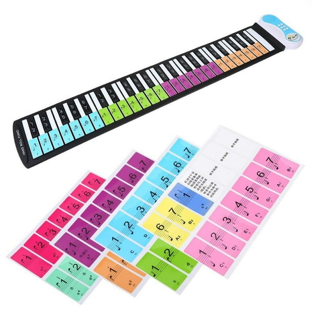 Garosa Autocollant clavier piano, amovible 88 touches piano clavier  électronique note touches blanches autocollants étiquettes pour les  débutants amovible autocollant piano 