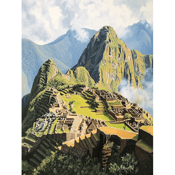 Machu Picchu Landscape Canvas Print/Wall Art, Suitable for Living Room, Bedroom, Office, Hotel, and Restaurant Decoration.