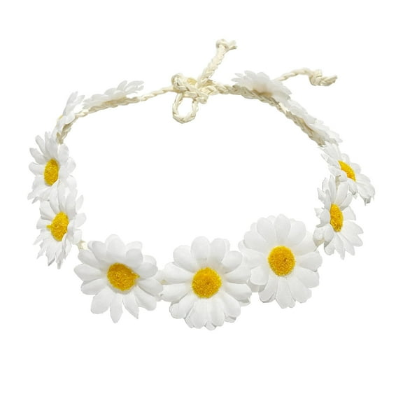 Sunflower Crown Daisy Hair Wreath Bridal Headpiece Photo Props (White)