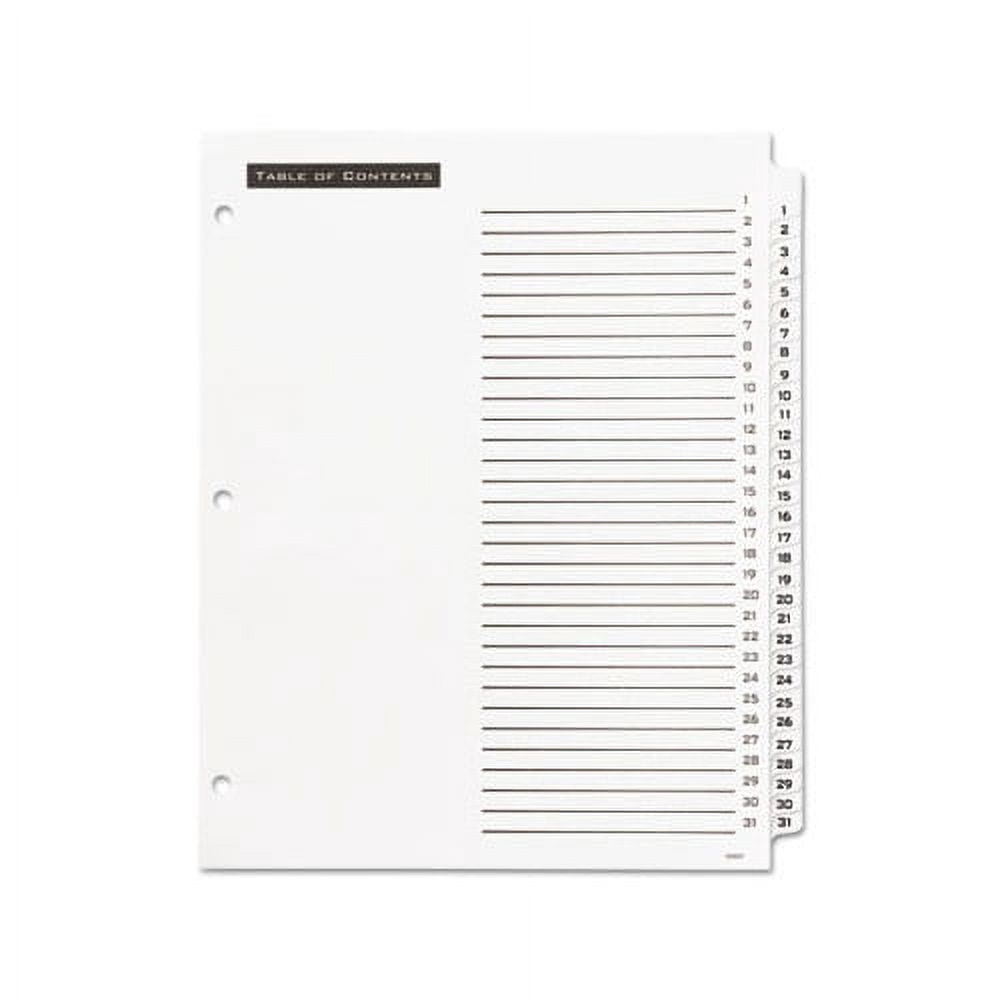 Office Essentials Table & Tabs Dividers with White Tabs, 1-31 Tab, 1 Set (11680)