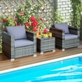 thumbnail image 3 of Gymax Ensemble de Conversation de Patio en Rotin 3 Pcs Ensemble de Meubles d'Extérieur avec Table Coussin, 3 of 10