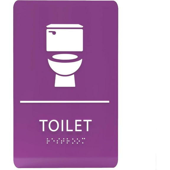 ADA CENTRAL SIGNS - 6"X9" Toilet Restroom Sign- ADA Compliant Tactile Graphics Grade 2 Braille Text Acrylic Wall Signs Bathroom Door Placard Double Sided Tape All Unisex Neutral Gender Rest Room Sign