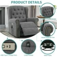 thumbnail image 3 of MEETWARM Power Swivel Rocking Glider Recliner Chair with Heat and Vibration, Electric Rocker Nursery Reclining Chair, Wingback Tufted Upholstered Recliner for Living Room, Type-C & USB Ports (Grey), 3 of 8
