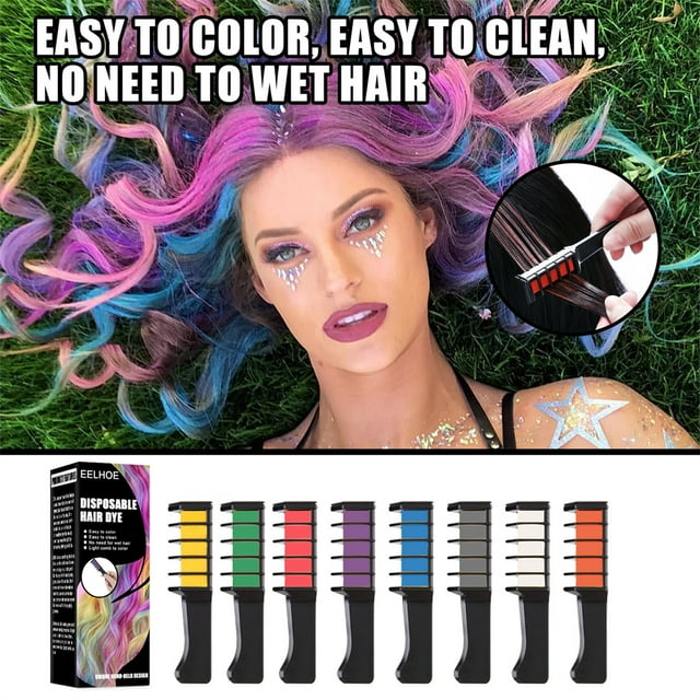 One-time Hair Chalk Comb Professional Chalk Comb Hair Temporary Instant Hair Comb Hair Color Highlights Streaks Hair Coloring Dye Comb