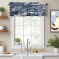 thumbnail image 2 of Retro Navy Blue White Kitchen Curtain Valances for Windows Farmhouse Short Curtains, Marble Abstract Art Rod Pocket Valance Curtain for Bedroom Cafe Living Room 60"x18", 2 of 8