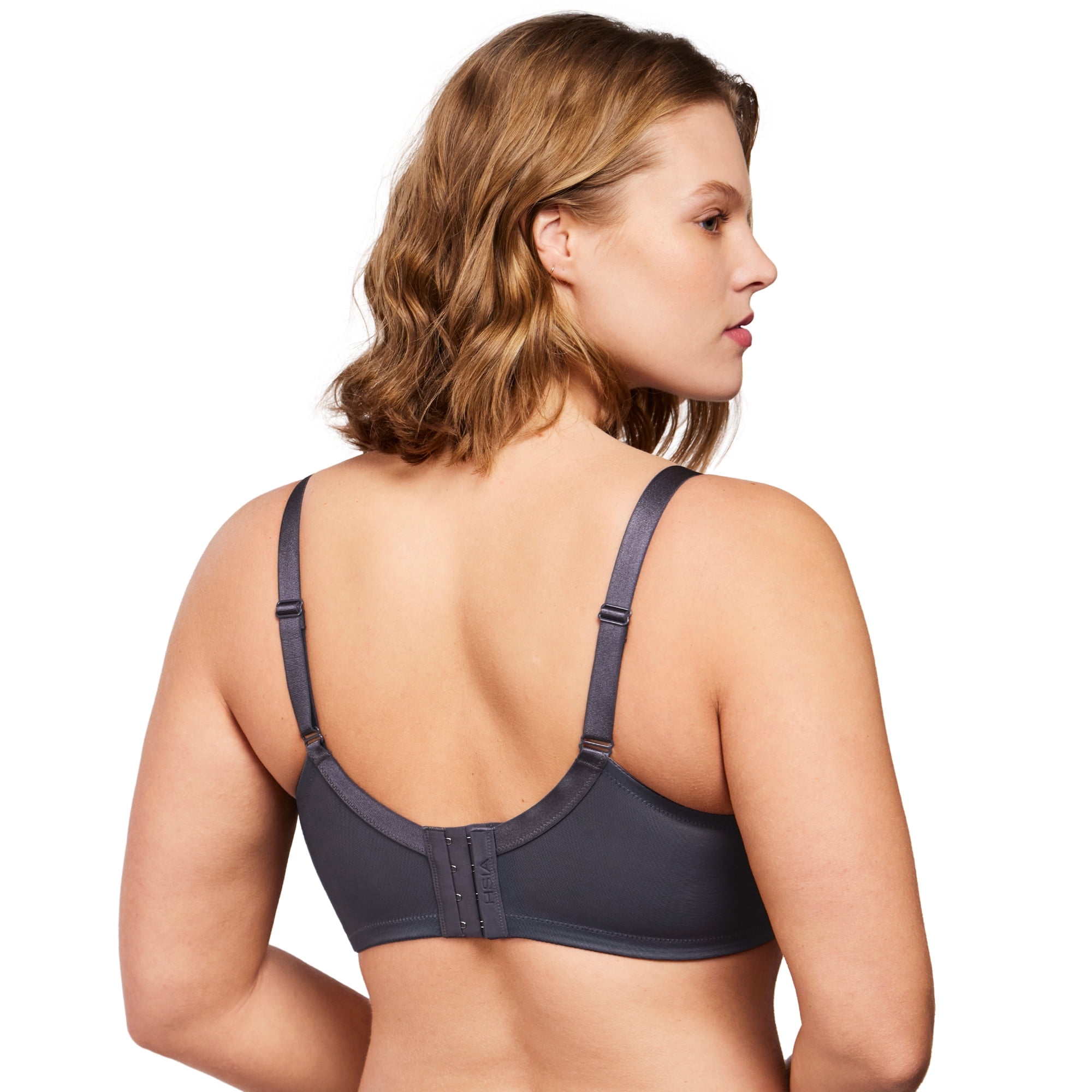HSIA Plus Size Bras for Women Full Coverage Back Fat Underwire Unlined Bras Dark Grey 46D