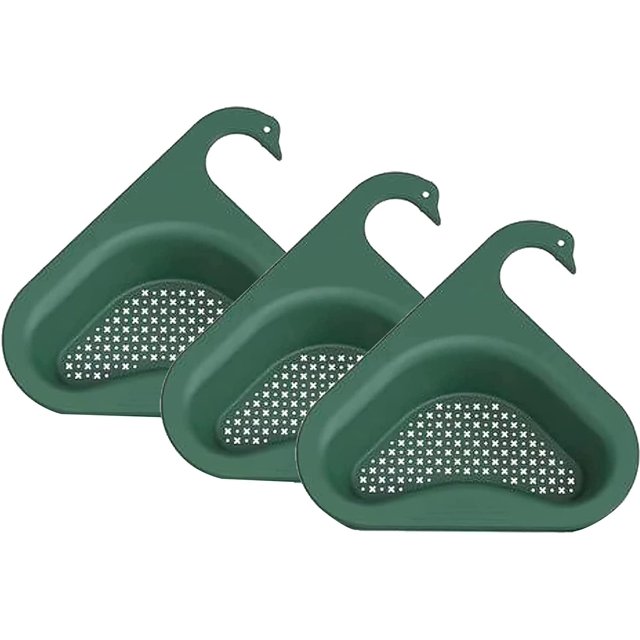 Kitchen Sink Drain Basket Swan Drain Rack, Multifunctional Triangle Sink Strainer Filter for Kitchen Sink Corner (3 Pcs, Yellow)