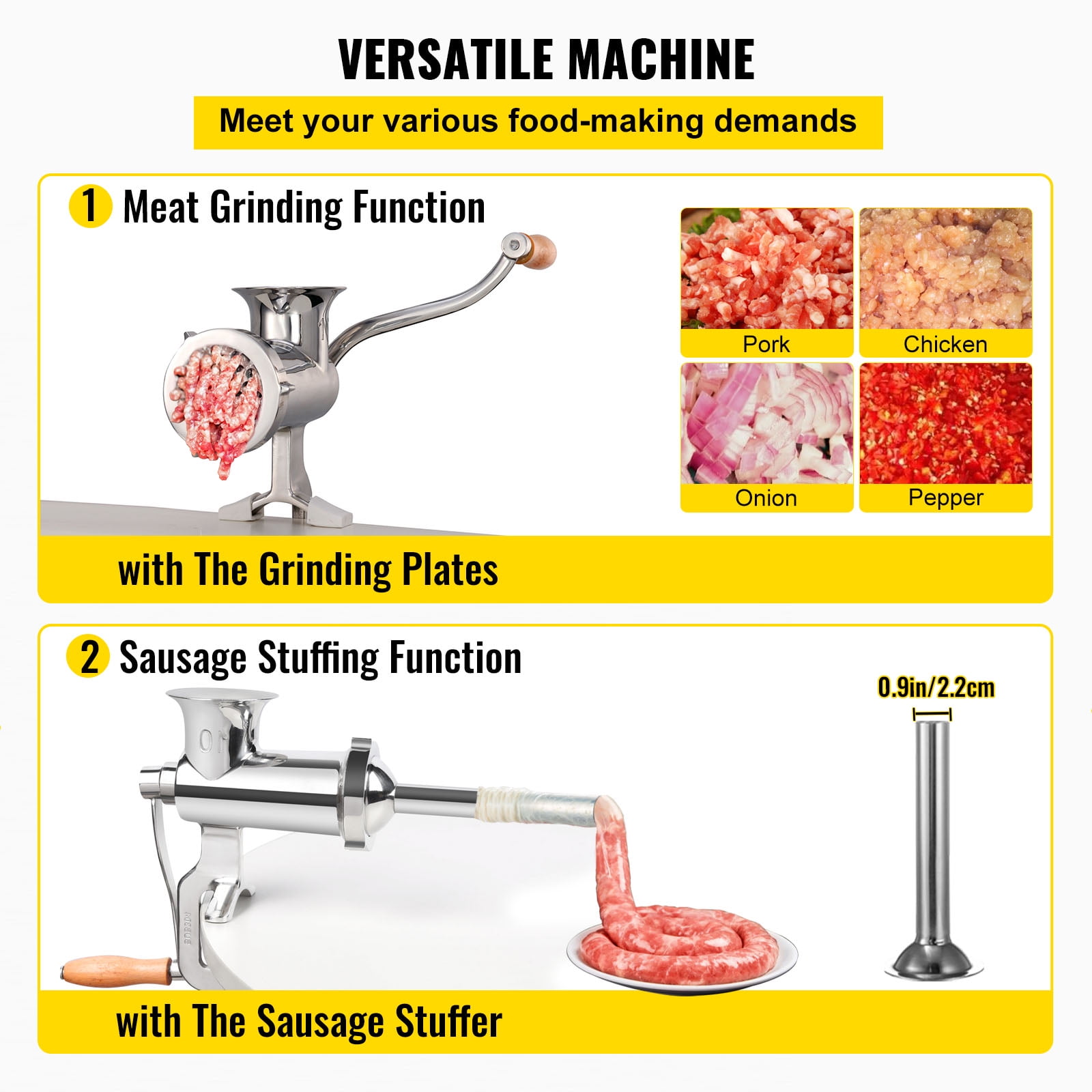 VEVOR Meat Grinder Manual Hand Operated Meat Grinder Multi-functional Crank  Sausage Maker Coffee Powder Grinder for Household JRJBXGJRJ5DXP0001V0 - The  Home Depot