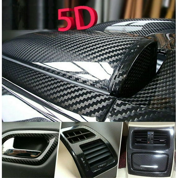 5D Ultra Gloss Glossy Black Carbon Fiber Vinyl Wrap Sticker Decal 12x60" US Ship