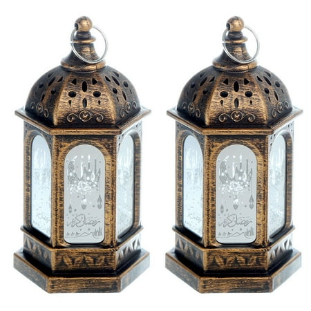 

2PCS Arabic Ramadan Lanterns Moroccan Lamp Decors Eid Al-fitr Wind Lamp Decorations