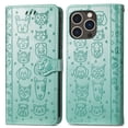 thumbnail image 3 of for iPhone 15 Pro Max Case, Premium PU Leather Wallet Case [Cat & Dog & Flowers Embossed] Card Slots Kickstand Magnetic Closure Flip Case Cover for iPhone 15 Pro Max 6.7 inch,Green, 3 of 5