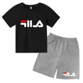 thumbnail image 3 of Camiseta de verano para niños y niñas, regalo de cumpleaños, de 3 a 13 años, camiseta y pantalones cortos, conjunto deportivo informal de moda con letras de marca, bonito diseño para niña, 3 of 5