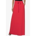 thumbnail image 3 of B91xZ Jupe pour Femmes Basique en Coton Extensible Taille Haute Évasée Décontractée, Rouge 3TG, 3 of 4