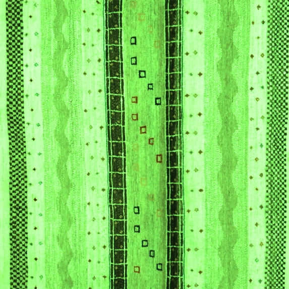Ahgly Company Indoor Square Abstract Green Contemporary Area Rugs, 4' Square