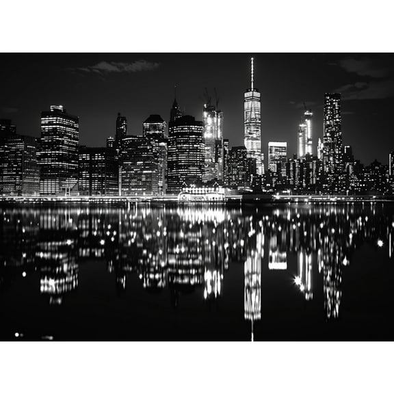 Black and White Night City Scene 5D Diamond Art Painting by Number Kits for Adults DIY Paint with Round Full Drill Diamond Gems Painting Art Craft for Home Wall Decor 11.8x15.8in(1)