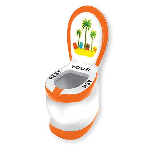 Ashtray Ceramic Toilet Funny Novelty Ashtrays 'Rest Your Ash' Cigarette or Cigar Ashtray - Great Gag Gifts for Men, White Elephant Gift, Secret Santa (Orange)