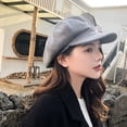 thumbnail image 3 of Womens Woolen Elastic Octagonal Ivy Newsboy Hat Driving Hat Female Sunscreen Hats Painter Tour Cap, 3 of 3