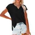 thumbnail image 2 of Tops for Women Trendy Summer V Neck Shirts Fashion Casual Cap Sleeve T-Shirt Solid Regular Fit Soft T Shirts 2026 Trendy, 2 of 7