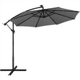thumbnail image 3 of Yaheetech 10 Ft Patio Offset Umbrella with 32 LED Lights and Crank & Cross Base, Gray, 3 of 8