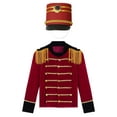 thumbnail image 3 of Hansber Veste de Smoking à Manches Longues pour Garçons avec Pompon, Uniforme de Majorette, Chapeau Rouge B 4, 3 of 7