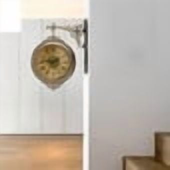 Large Wall Clock Double Sided, European Style Double Sided Alloy Wall Clock 360° Rotating Metal Wall Watch Non Ticking Silent Clock for Indoor Outdoor Office Living Room Porch Clock Wall Decor