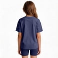 thumbnail image 4 of CCRFTGI 4th of July Girls' Clothing Sets Summer Outfits Size 7 2 Piece Outfits Patriotic Cute Clothing Sets Freedom 250th anniversary T Shirt and Elastic Waist Shorts Athletic Navy 5-6 Years, 4 of 5