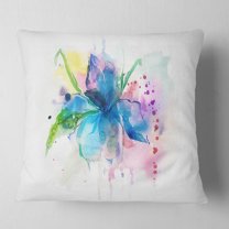 Designart Iris Watercolor Illustration Art - Animal Throw Pillow - 18x18