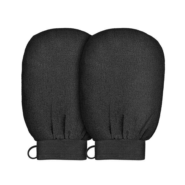 Guantes exfoliantes, 2 piezas, exfoliante de spa para baño, ducha, guante exfoliante, exfoliante corporal, color negro