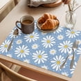 thumbnail image 3 of Blue Daisy Placemats Set of 8 Spring Floral Elegant Pastoral Botanical Place Mats Indoor Wipeable Table Mats Washable Cloth Dining Table Placemats for Kitchen Holiday Party Home Decor 13x19 Inch, 3 of 9