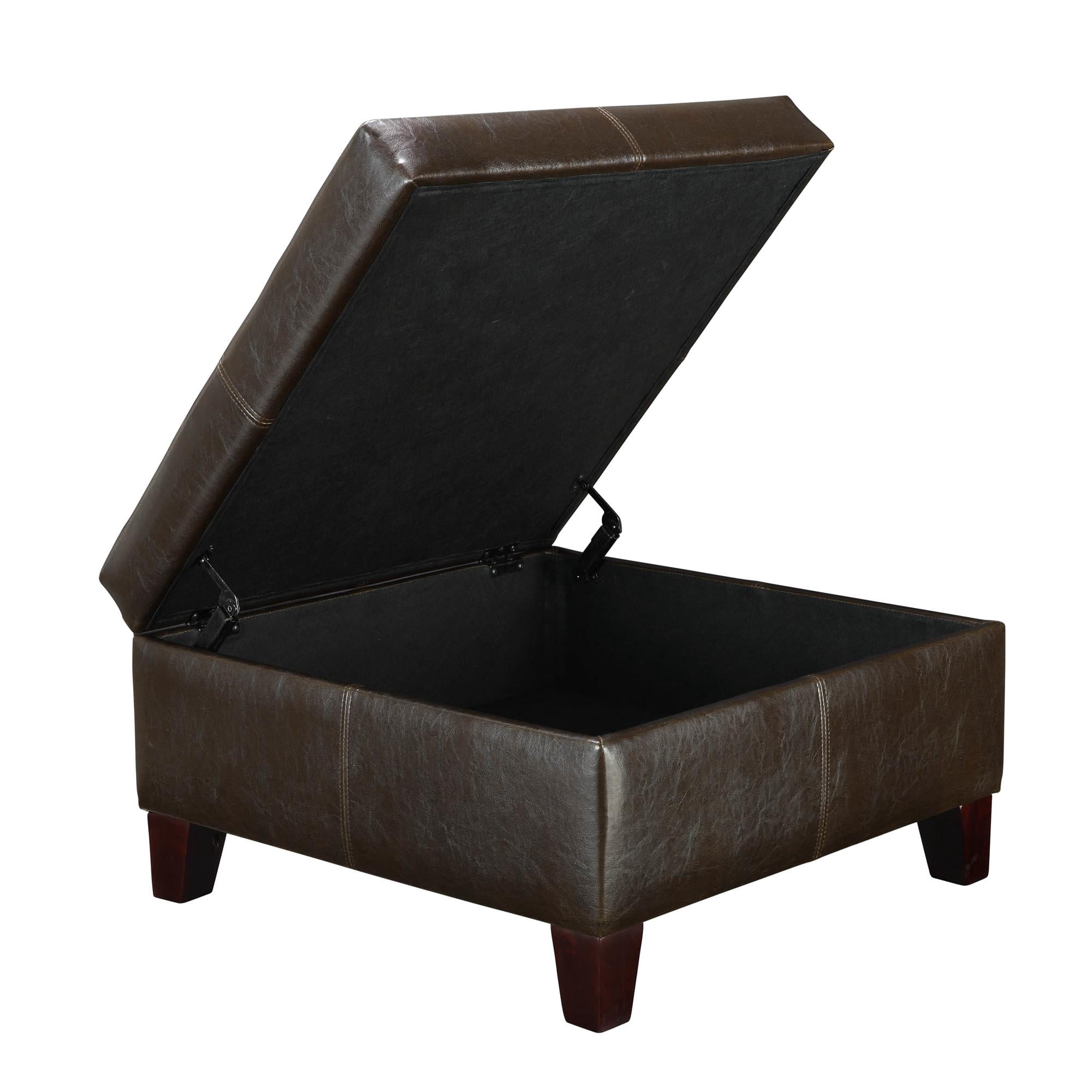 River Street Designs Square Storage Ottoman, Living Room Furniture, Espresso