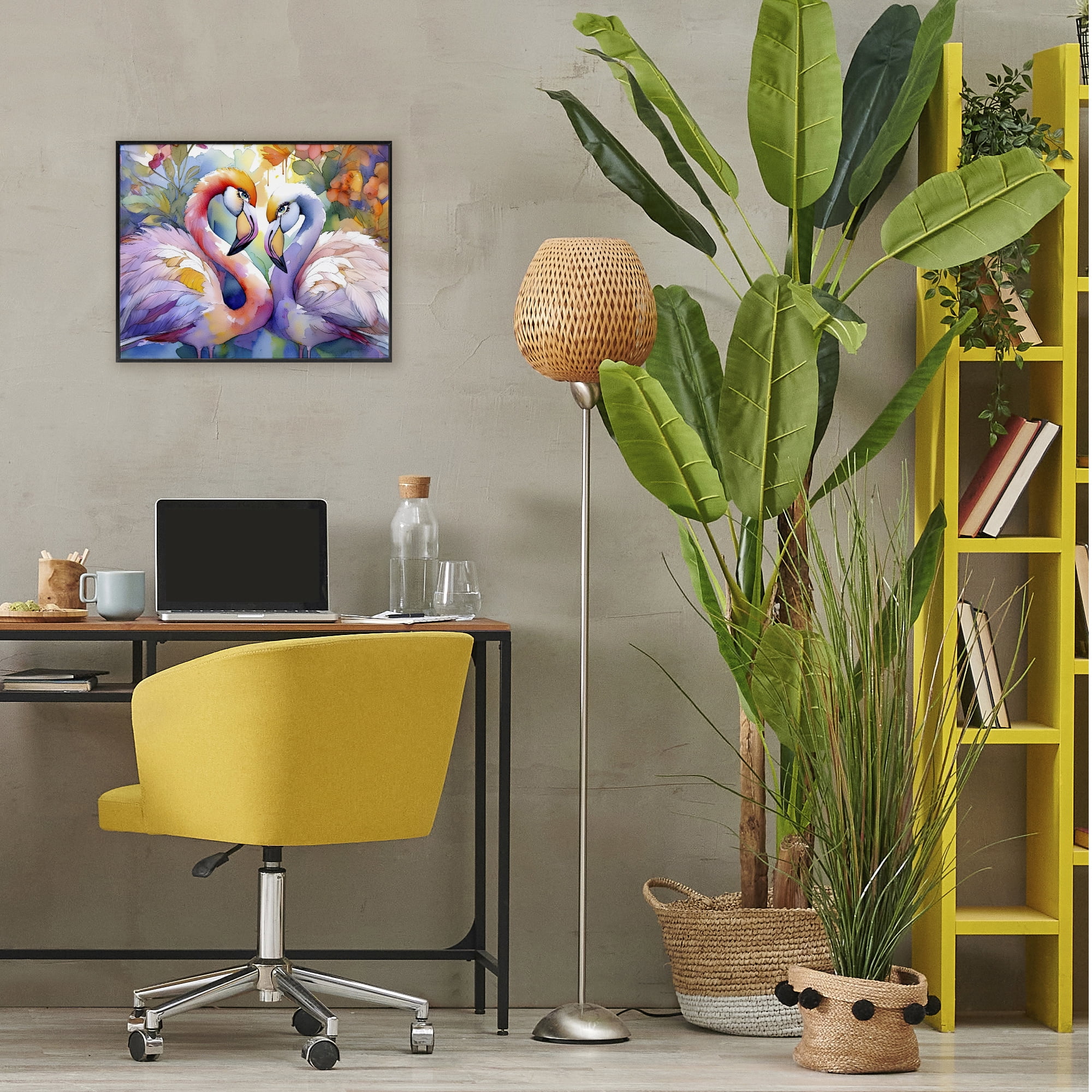 Stupell Industries Flamingo Love Pair Black Framed Giclee Art, design by Shelly Craig