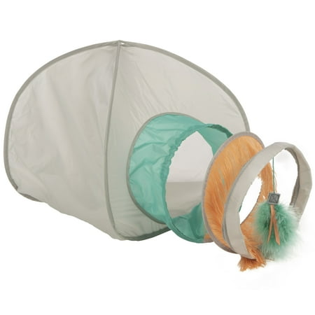 SmartyKat Fringe Frenzy Cat Hideout with Tunnel Cat Toy Entrance, Grey, One Size