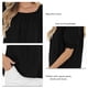 thumbnail image 4 of Mujer Top Camiseta Blusa Color Puro Cuello Redondo Puff Media Manga Puño Elástico para Oficina en Casa Negro L, 4 of 5