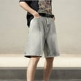 thumbnail image 6 of KAOOCXU Simple Shorts For Men Solid Color Oversized Casual Half-Length Jean, 6 of 6