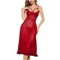 thumbnail image 2 of uublik Pajamas Set Mesh Valentine's Day Night Gowns Soft Loungewear Sleepwear Wine, 2 of 6