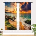 thumbnail image 2 of Blue Kitchen Window Curtains Valance and Tier Set 36 Inch, Grey White Contemporary Rod Pocket Short Tier Curtain, Abstract Art Small Cafe Drapes for Kitchen Decor, 2 of 6