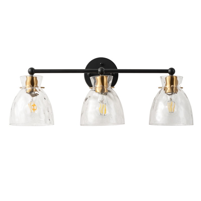 Classic 3-Light Vanity Light Fixture, 23.4 inches Wall Mounted Lighting with Clear Glass Shade for Powder Room, Bedroom, Dining Room