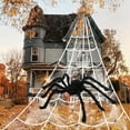thumbnail image 4 of 275” Halloween Spider Web + 78” Giant Spider Decorations Fake Spider with Triangular Huge Spider Web for Indoor Outdoor Halloween Decorations Yard Home Costumes Parties Haunted House Décor, 4 of 9